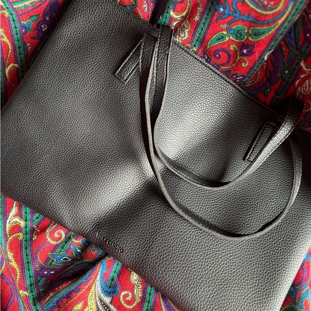 Vince Camuto Black Leather Tote Bag